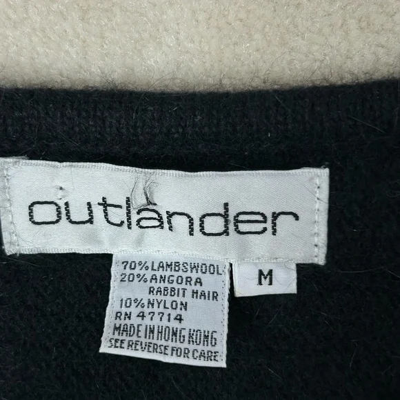 Outlander Vintage Lambswool Angora Sweater Women's Medium Beaded Black Gold - Picture 7 of 11